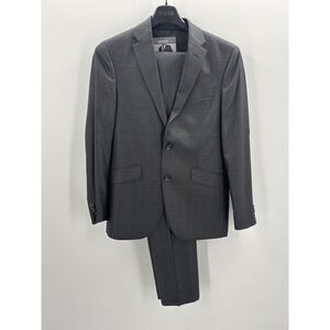 Kenneth Cole Reaction Mens Slim Fit Techni-Cole Flex Suit Gun Metal 38R 30W 32L